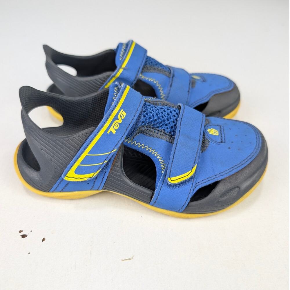 Teva Boys 10 Barracuda Sport Sandals - Blue/Yellow
